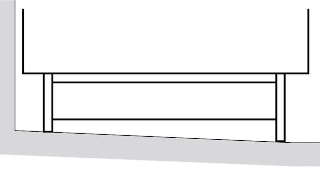 Bygge sokkel til skap: Du kan måle op og save et stykke af soklen i den side, hvor den er for høj Bygge sokkel til skap: Du kan måle op og save et stykke af soklen i den side, hvor den er for høj